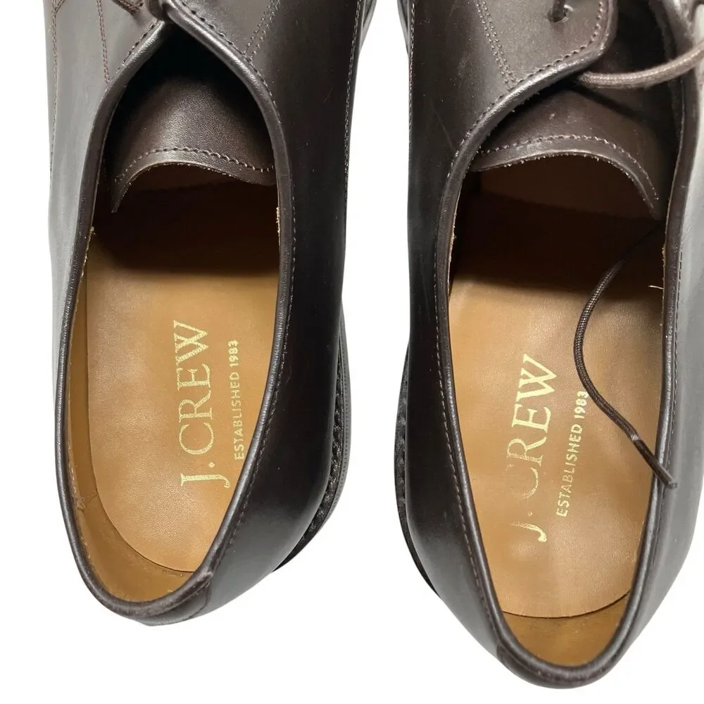 J.Crew Ludlow Mens 9.5 Brown Leather Derby Shoes Old Money Wedding Euro Summer